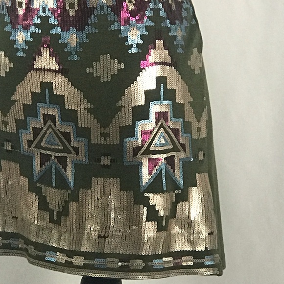 Living doll Olive Green sequin mini skirt Sz XlL - Picture 3 of 5